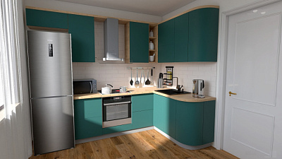 Кухня угловая Аквамарин 013 Дуб Вотан